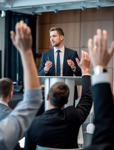 un-hombre-de-negocios-respondiendo-preguntas-en-un-simposio